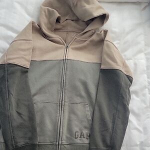 GAP Olive and Tan Colorblock Hoodie